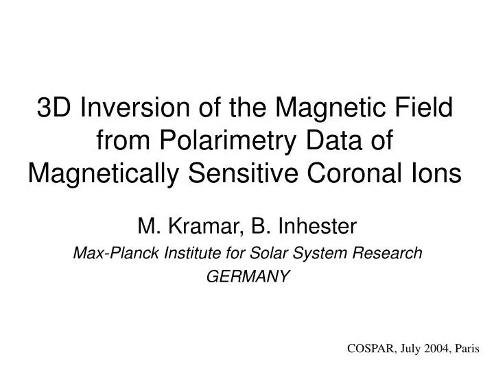 3d inversion of the magnetic field from polarimetry data of magnetically sensitive coronal ions