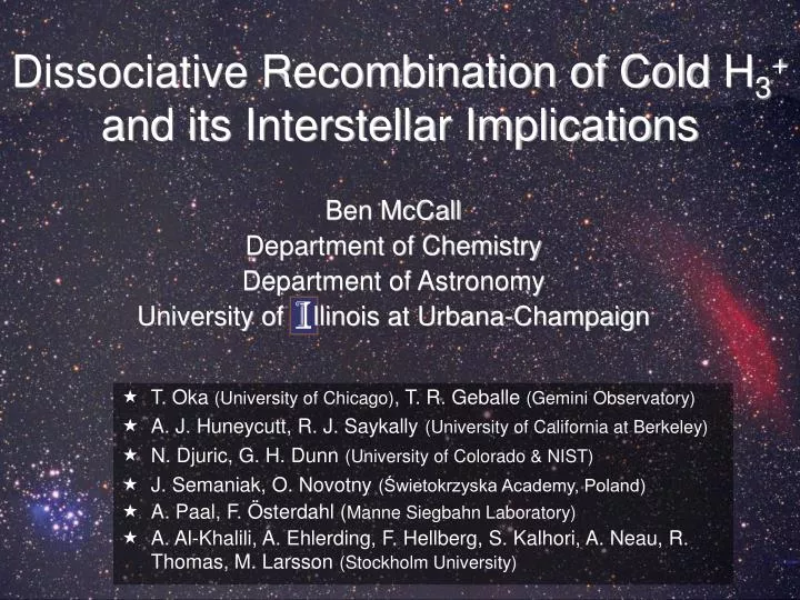 dissociative recombination of cold h 3 and its interstellar implications