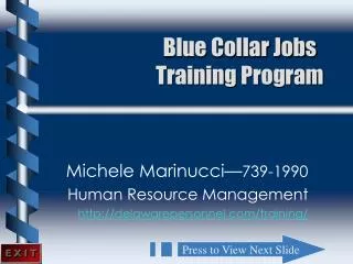 Blue Collar Jobs Training Program