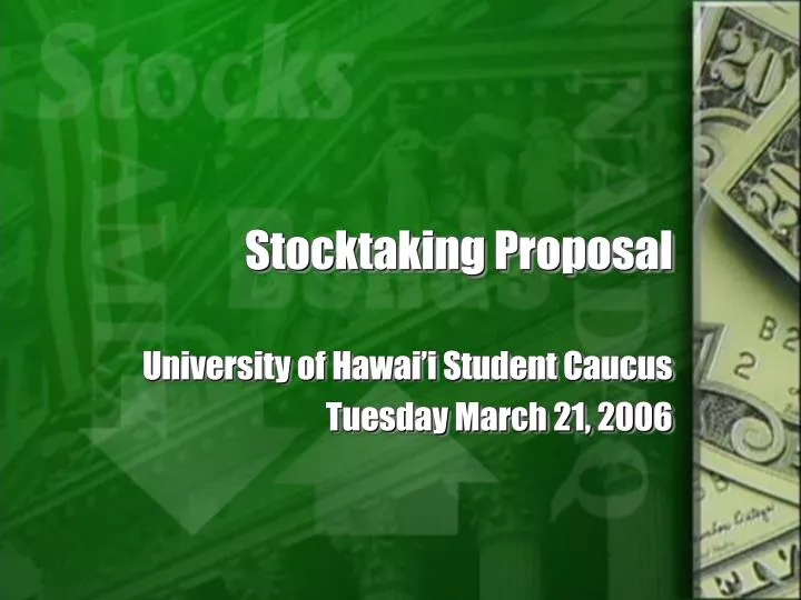 stocktaking proposal