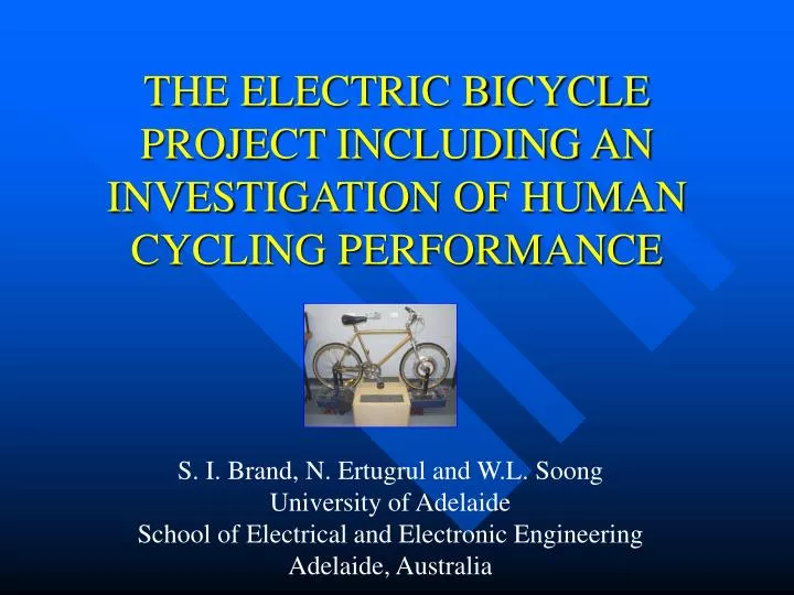 the electric bicycle project including an investigation of human cycling performance