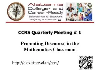 CCRS Quarterly Meeting # 1 Promoting Discourse in the Mathematics Classroom