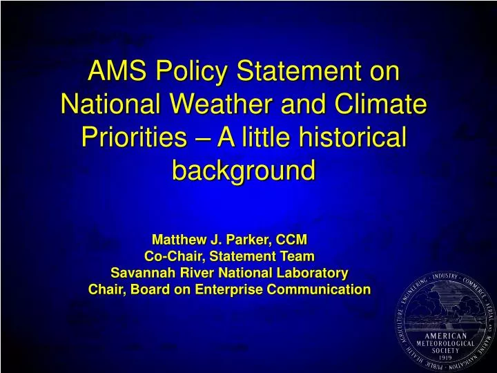 ams policy statement on national weather and climate priorities a little historical background