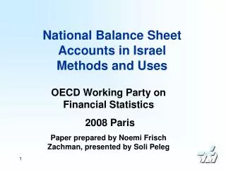 National Balance Sheet Accounts in Israel Methods and Uses