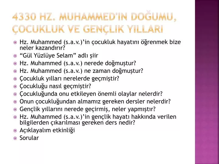 4330 hz muhammed in do umu ocukluk ve gen lik y llar