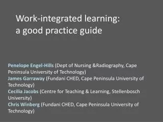 Work-integrated learning: a good practice guide
