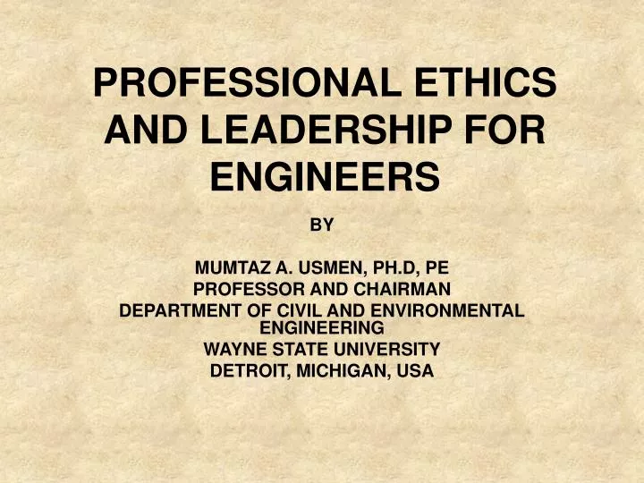 professional ethics and leadership for engineers