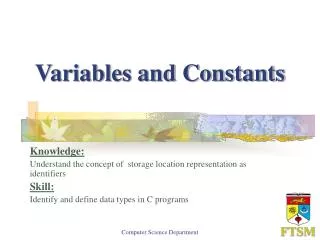 Variables and Constants