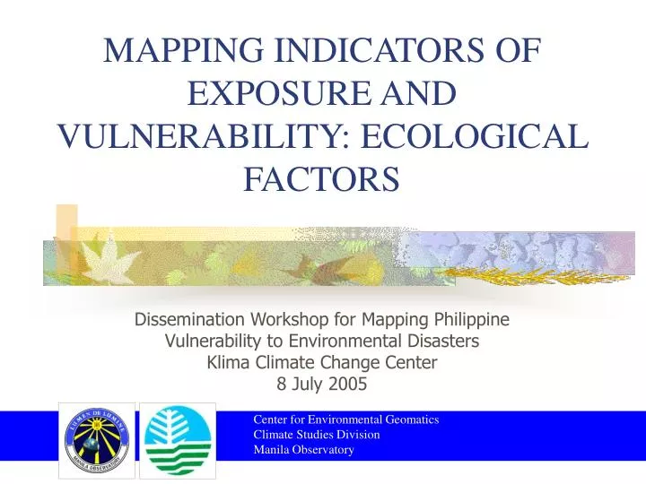 mapping indicators of exposure and vulnerability ecological factors