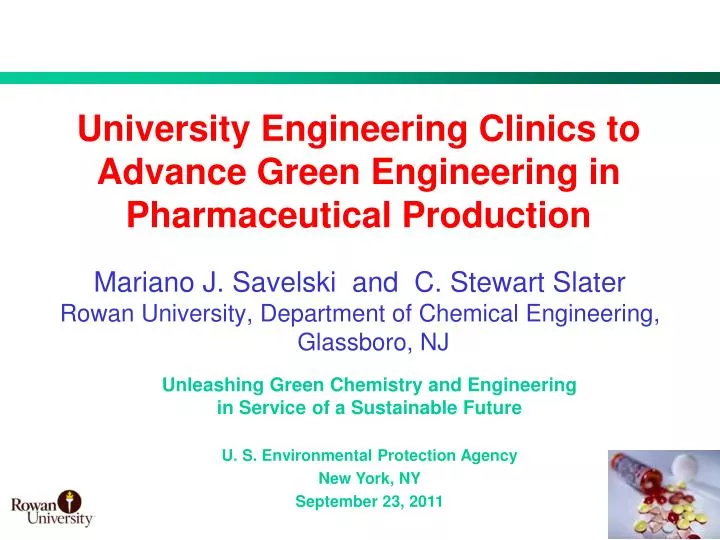 university engineering clinics to advance green engineering in pharmaceutical production