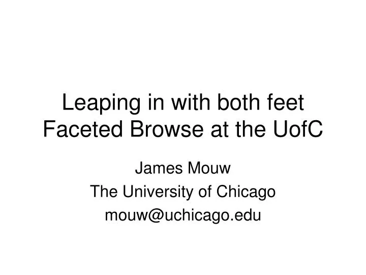 leaping in with both feet faceted browse at the uofc