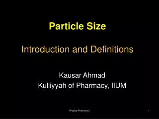 Particle Size Introduction and Definitions