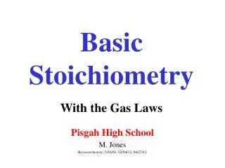 Basic Stoichiometry