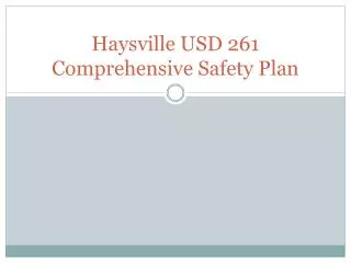 Haysville USD 261 Comprehensive Safety Plan