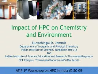 Impact of HPC on Chemistry and Environment