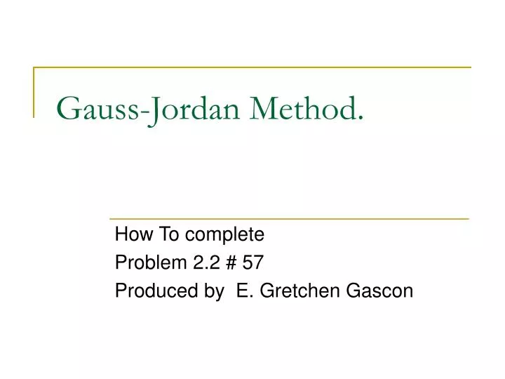 gauss jordan method