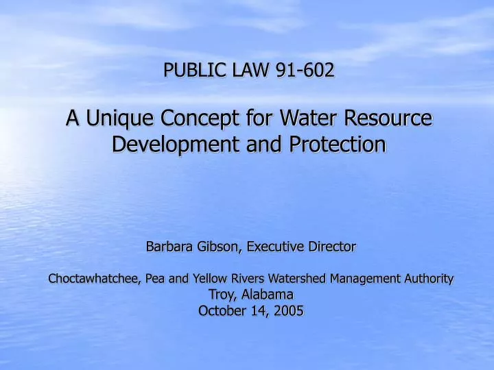 public law 91 602 a unique concept for water resource development and protection