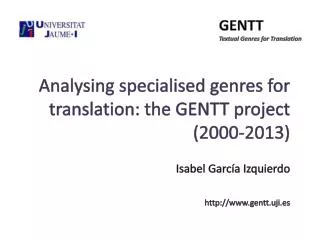 GENTT Textual Genres for Translation