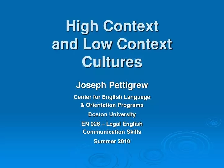 high context and low context cultures