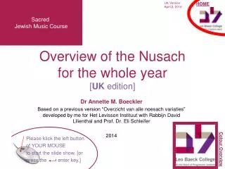 Overview of the Nusach for the whole year [ UK edition]