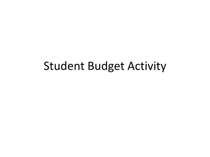 student budget activity