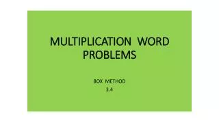MULTIPLICATION WORD PROBLEMS