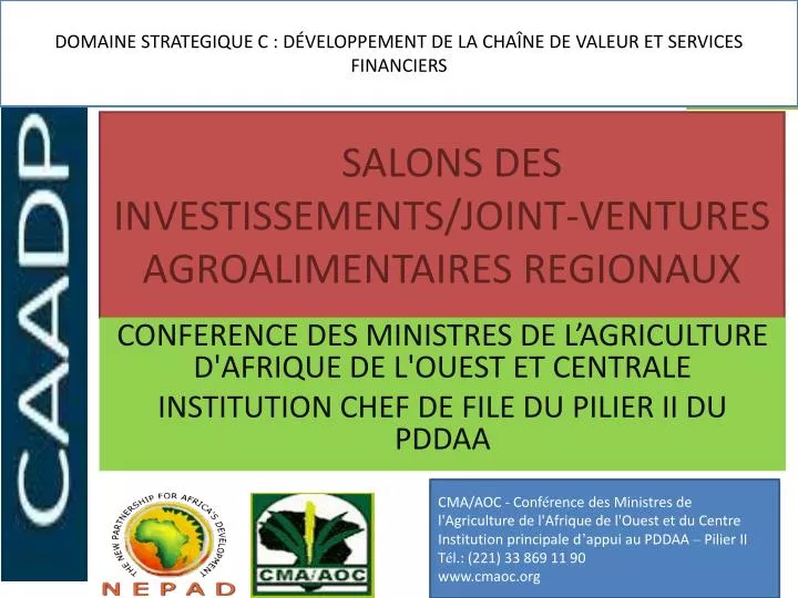 salons des investissements joint ventures agroalimentaires regionaux
