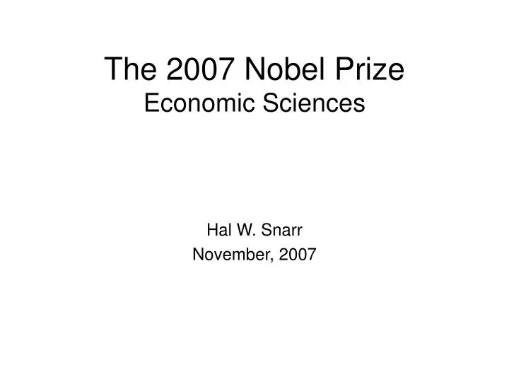 the 2007 nobel prize economic sciences
