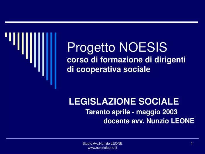 progetto noesis corso di formazione di dirigenti di cooperativa sociale