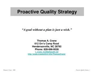 Proactive Quality Strategy