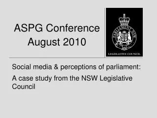 ASPG Conference August 2010