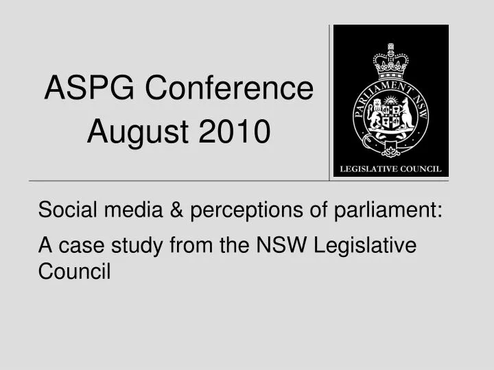 aspg conference august 2010
