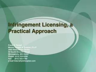 Infringement Licensing, a Practical Approach