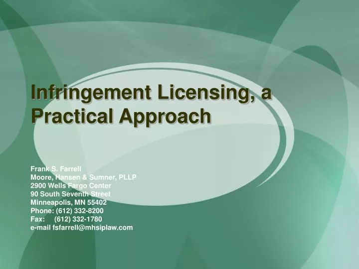 infringement licensing a practical approach