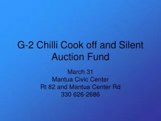 G-2 Chilli Cook off and Silent Auction Fund