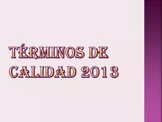 t rminos de calidad 2013