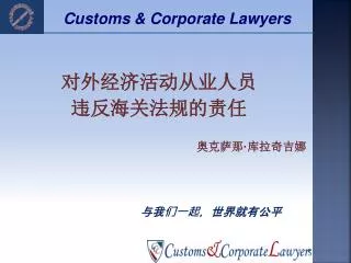 Customs &amp; Corporate Lawyers