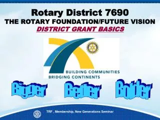 Rotary District 7690 THE ROTARY FOUNDATION/FUTURE VISION DISTRICT GRANT BASICS