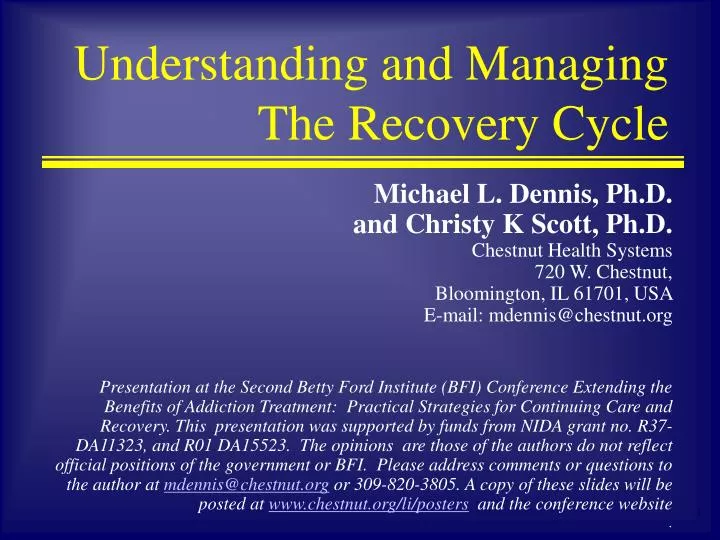 understanding and managing the recovery cycle