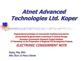 Atnet Advanced Technologies Ltd. Koper