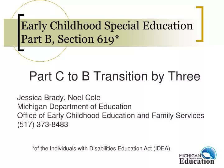 early childhood special education part b section 619