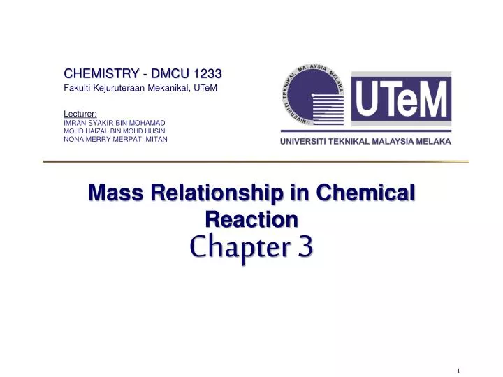 mass relationship in chemical reaction