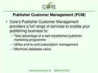 Publisher Customer Management (PCM)