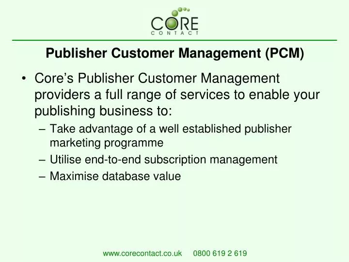 publisher customer management pcm