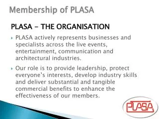 Membership of PLASA