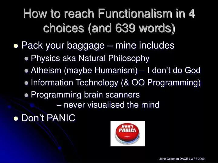 how to reach functionalism in 4 choices and 639 words