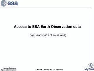 Access to ESA Earth Observation data (past and current missions)
