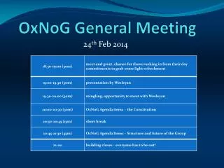 OxNoG General Meeting