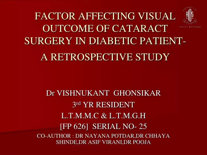 factor affecting visual outcome of cataract surgery in diabetic patient a retrospective study