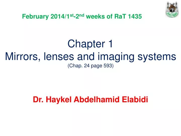 chapter 1 mirrors lenses and imaging systems chap 24 page 593